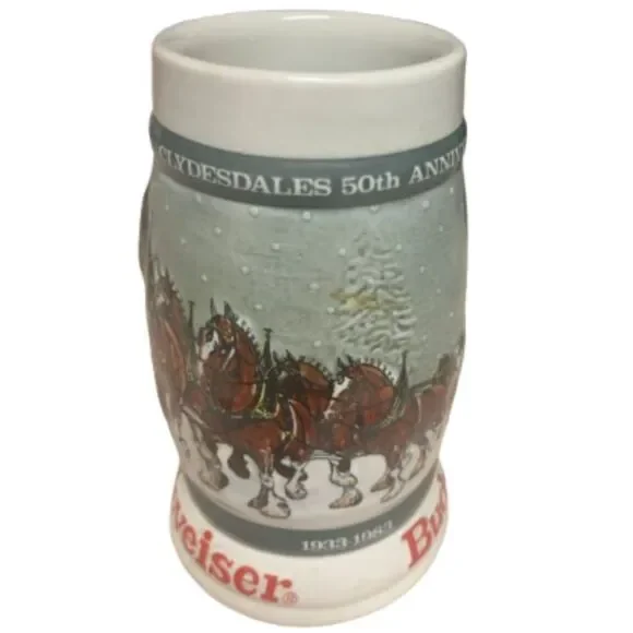 Budweiser Clydesdales 50th Anniversary Beer Stein 1933-1983 Ceramarte Brazil - Picture 4 of 8